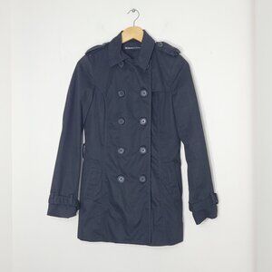 Stradivarius Women's Black Long Sleeve Double Breasted Trench Coats Size Small